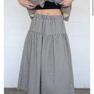 Things between tan navy Gingham Checkered Skirt